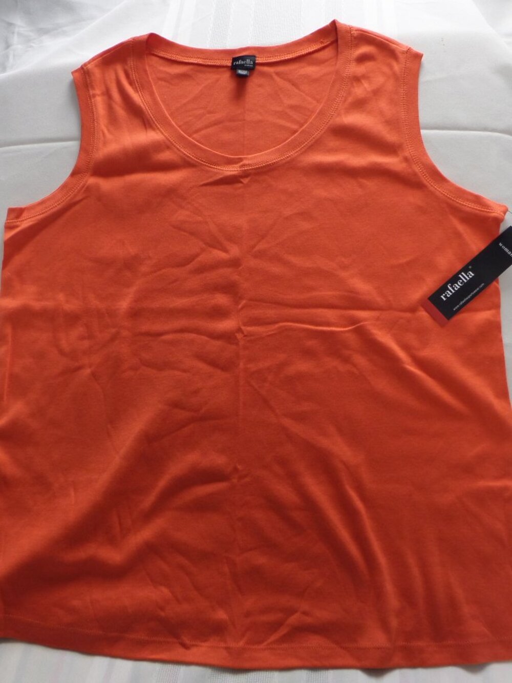 Rafella Woman's Orange Sleeveless Cotton Top  Size 1X NWT